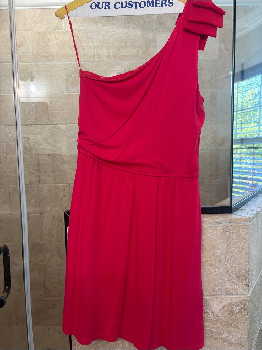 Express One-Shoulder Hot Pink Party Dress